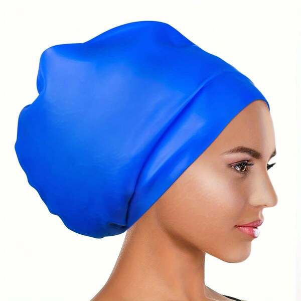 Bonnet de bain pour cheveux longs - Bonnets de bain pour femmes et hommes - Bonnets de bain extra larges - Bonnets de bain en silicone imperméables - Dreadlocks, tresses, extensions de cheveux afro (bleu), Accessoires de plage, Accessoires de piscine, Flotteurs de piscine