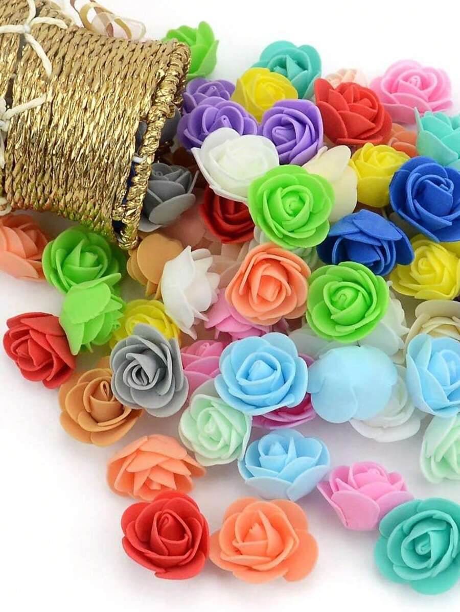 10/50/150/200/250/300/450/500 人造花迷你假玫瑰 Diy 婚禮花束中心裝飾品派對嬰兒送禮會夾禮盒 Diy 工藝品花環 - 彩色 - 查看 1