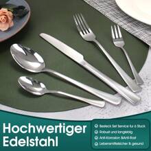 Targzier Besteck Set für 6 Personen, 30 teilig Essbesteck Set inkl. Messer, Gabel, Löffel, Besteck Edelstahl Spiegelpoliert, Spülmaschinenfest
