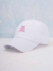 Y2k 風格中性防曬透氣時尚棒球帽，帶刺繡，適合日常休閒穿著 - 粉色 - 查看 4