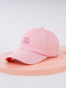 Y2k 風格中性防曬透氣時尚棒球帽，帶刺繡，適合日常休閒穿著 - 粉色 - 查看 5