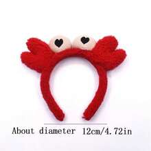 1pc Cute Crab Shaped Hairband For Washing Face, Makeup, Bathing And Hair Styling - Red - View 5