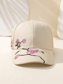 1 件裝女士花卉棒球帽戶外可調式防曬休閒帽,y2k 風格 - 黑色 - 查看 7