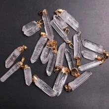 1pc Asymmetrical Shape Natural Rock Crystal Stone Pillar Pendant Necklace Women Fashion White Clear Quartz Chain Healing Choker Jewelry For Women Girls Gifts - Irregular Strips - View 6