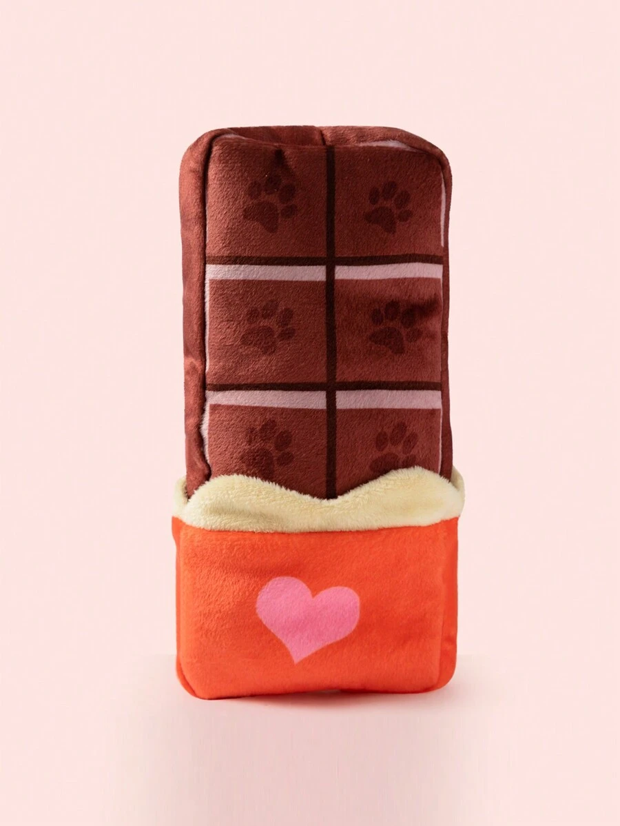 1pc ChocolateShaped Dog Toy With Sound, Food Hiding And Plush Covering