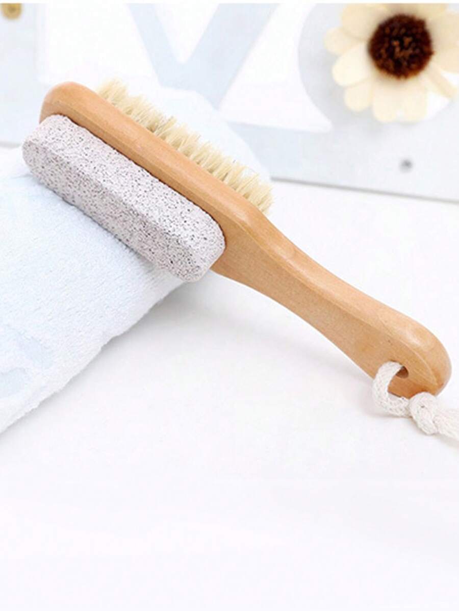 1 Miếng Bằng gỗ Chân Máy mát xa Với Con lợn Lông bàn chải , Đá bọt đá , Vôi đá Và Nhỏ bé Chải Đối với Đôi chân Mát xa - Màu be - Xem 1