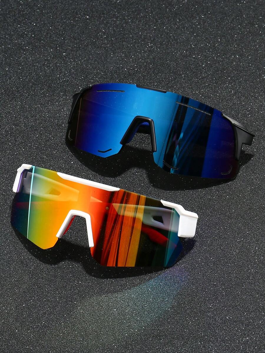 2pcs/Set Women's Plastic Sports Cycling Wraparound Y2K Decorative Fashion Glasses, Suitable For Daily Wear, Photo Shoots, Shopping, Cycling, Skiing, Etc. For Summer Beach Vacation,Outdoor,Travel Shades Street Y2k Style Oversized Wrap Frame For Music Festival Preppy Style For Back To School