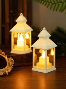 1pc Vintage Handheld LED Lantern Light (With Battery), Indoor Tabletop Decor LED Lantern, Ramadan Eid Al-Fitr Eid Al-Adha Decor Lantern, Wedding Party Holiday Camping Decor LED Lantern, Bedroom Decor Tabletop Night Light - Yellow - View 7