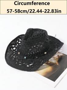 LEAJOURNO. 1pc New Outdoor Men&Women Couple Sun Hat Summer Touring Sun Protection Wide Brim Cowboy Straw Hat, Handmade Woven Foldable Hat