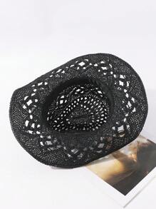 LEAJOURNO. 1pc New Outdoor Men&Women Couple Sun Hat Summer Touring Sun Protection Wide Brim Cowboy Straw Hat, Handmade Woven Foldable Hat