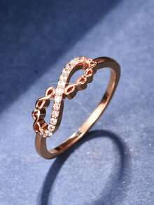1個女性閃亮鑽石時尚禮物戒指 - 玫瑰金 - 查看 1