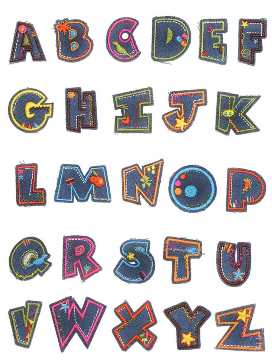 1pc English Alphabet Embroidered Patch, Clothing Accessory For Diy Sew