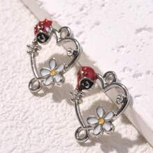 5pcs/set Creative Zinc Alloy Flower & Ladybug Decor Heart Design DIY Jewelry Making Connector For Women For DIY Jewelry Making - Gold - View 8