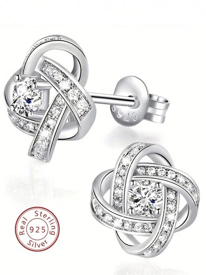 FOREVER QUEEN Sterling Silver Earrings for Women, Satellite Series Women Stud Earrings, 5A Cubic Zirconia, Jewelry Gift Box Packaging