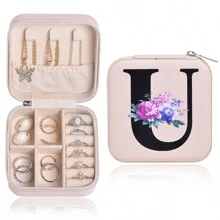 Travel Jewelry Box Jewelry Storage Box Jewelry Box, Essential Accessories For Travel Honeymoon, Bridesmaid Proposal Gift, Wedding Engagement Gift, Small Mini Earring Ring Jewelry Box Storage Box Without Mirror-Pink(Jewelry  Not  Included) - Pink - View 9