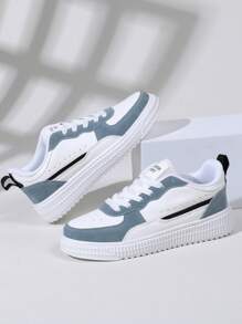 NỮ Giày dép Đồ họa Mặt trước thắt dây Giày trượt băng Thể thao Giày thể thao - Xanh và trắng - Xem 5