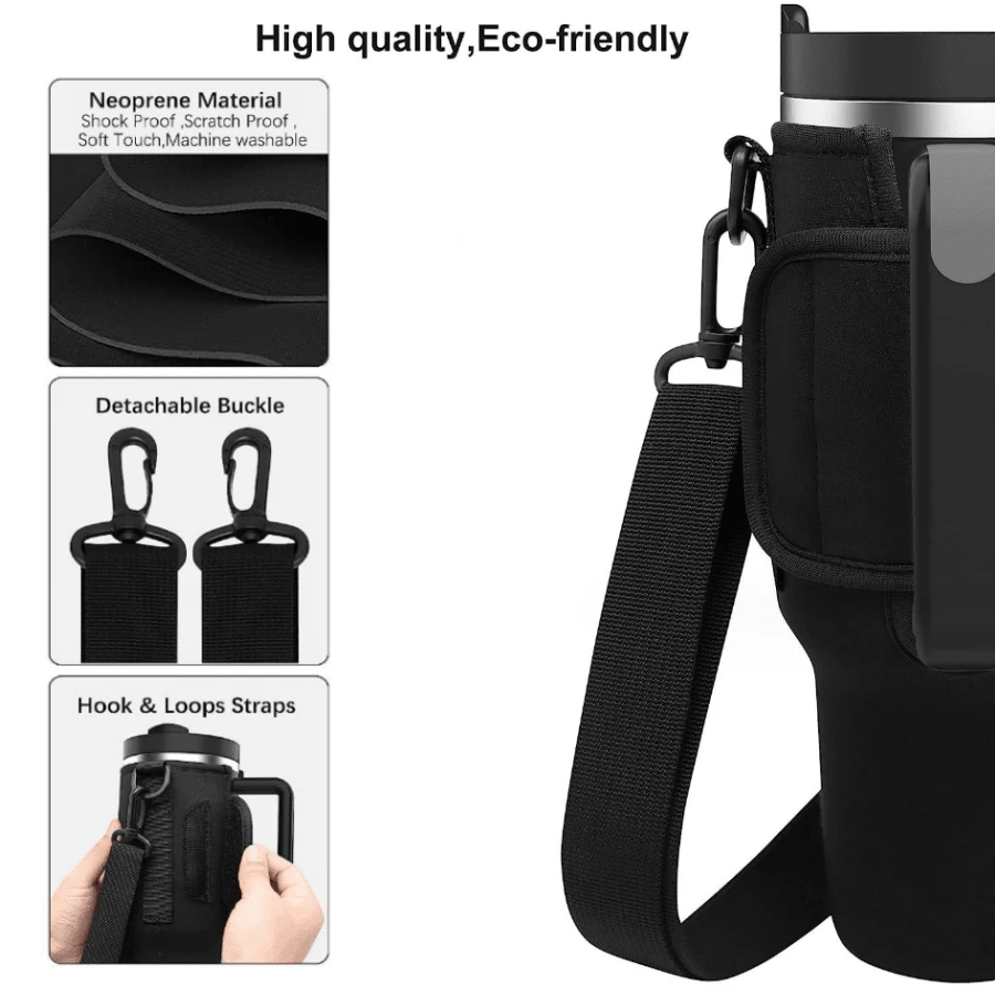 1pc Neoprene Water Bottle Sleeve With Strap, 40oz Sports Anti-Slip Cup ...