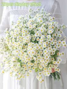 1個30朵洋甘菊人工花單簇雛菊假花適用於拍攝婚禮裝飾背景 - 白色 - 查看 1