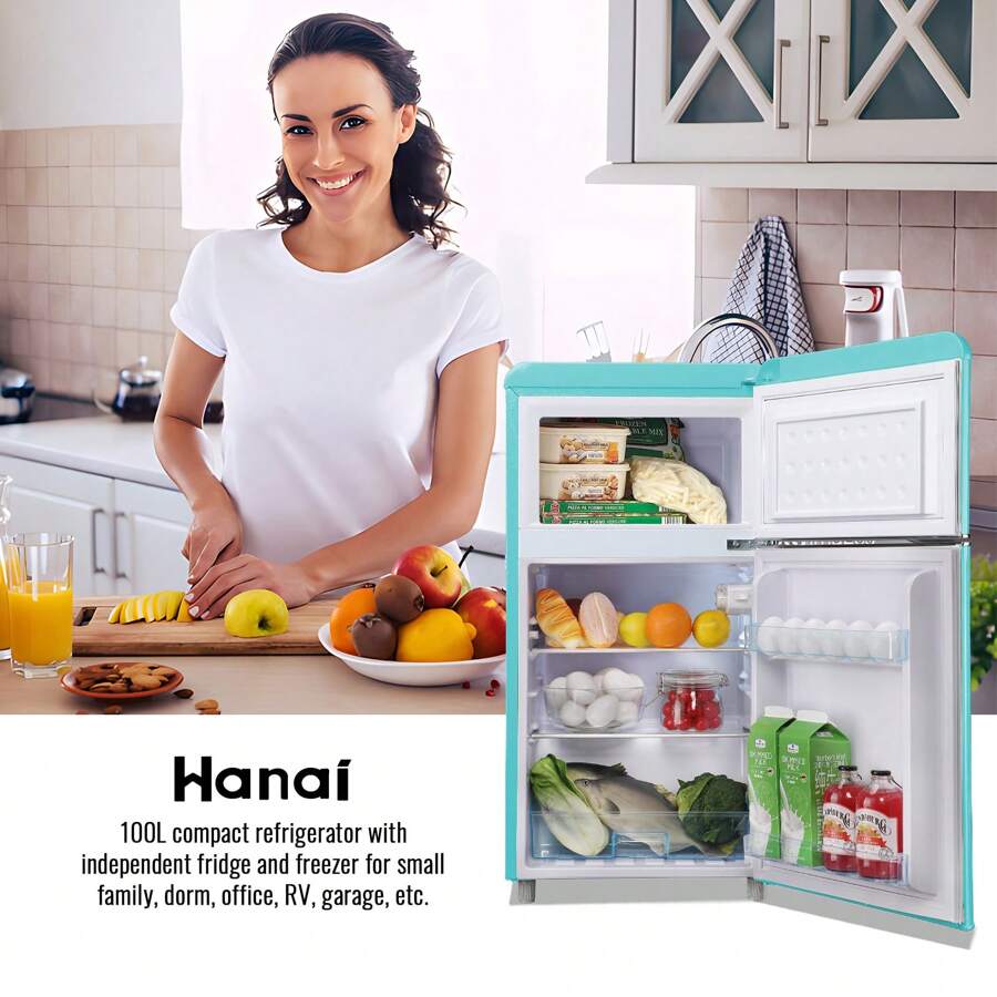 WANAI Small Refrigerator With Freezer 3.5 Cu.Ft Mini Fridge With Freezer On Top Double Door Small Fridge For Bedroom Dorm Room College Office Silver In | Whizz Refrigerators