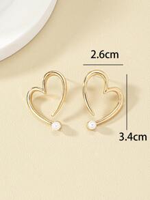 1只時尚簡約珍珠心形耳針