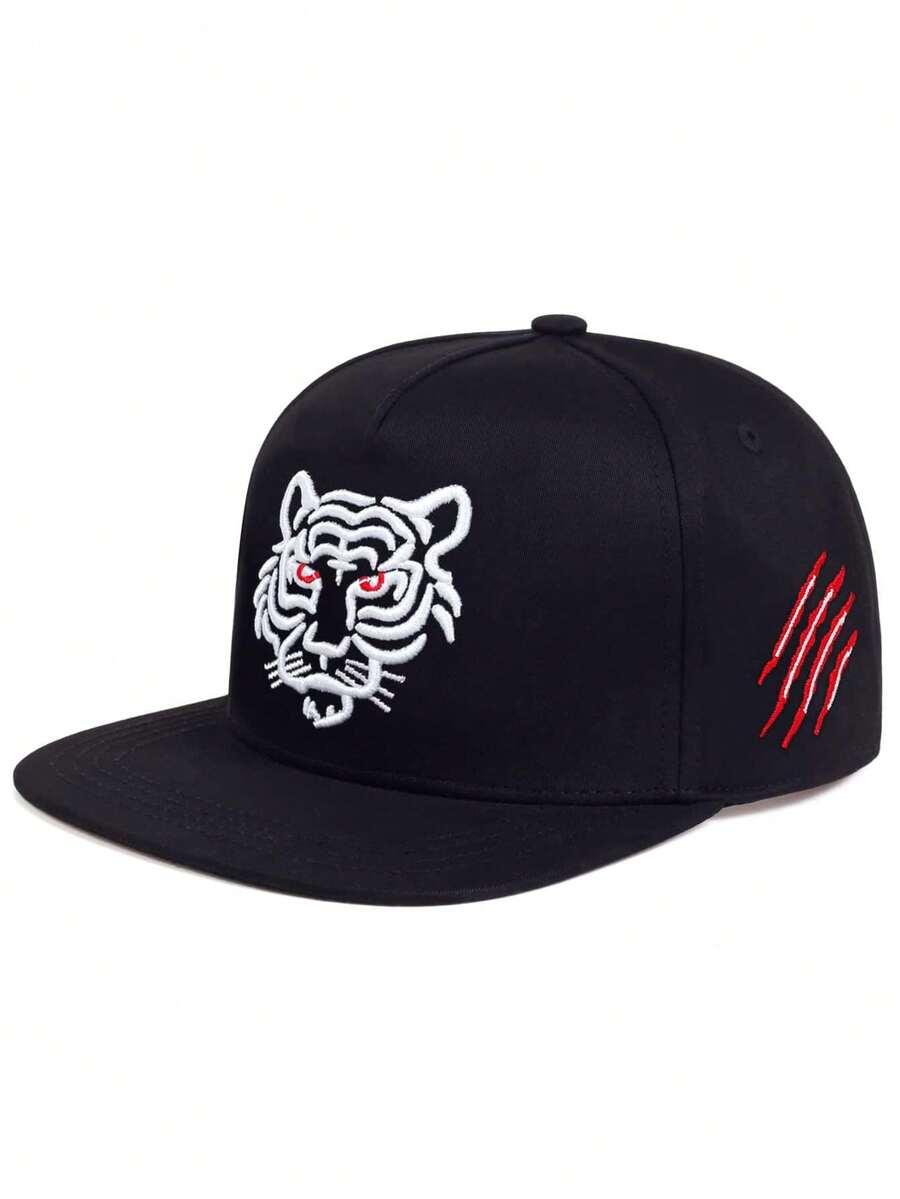Nam Tiger Thêu Mũ Hip-Hop - Đen và trắng - Xem 1