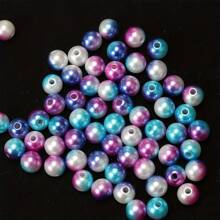 1 包红色和黄色渐变圆形直孔仿珍珠珠子，适用于珠宝制作女士 DIY 手链项链小型企业用品 - 6mm - 查看 19