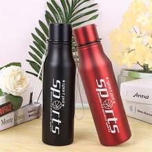 1pc Creative Single Layer Insulation Stainless Steel Sports Water Bottle With Handle & Beer Cup For Outdoor Activities Large Capacity - Red - View 5
