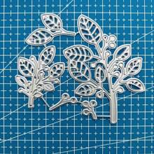 Plantillas De Corte De Metal Con Diseño De Hojas Para Cortar Y Grabar Tarjetas De Papel De Álbum De Recortes Y Manualidades Para Bricolaje - Plateado - Ver 3