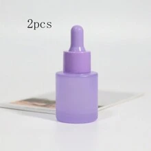 2 件裝 20 毫昇平肩玻璃滴管瓶空可再填充磨砂粉色/紫色血清精油瓶帶玻璃吸管化妝品 - 彩色 - 查看 7