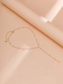 1條人造珍珠長項鍊 - 白色 - 查看 3