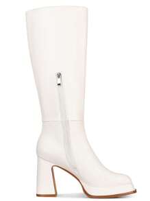 Fashion Knee High Boots For Women Goth Chunky High Heels Squared Toe Combat Gogo Platform Boots Motorcycle Boots - PU trắng - Xem 9