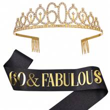 Một bộ Của Đồ Trang Trí Sinh Nhật Thích hợp Dành cho Cô gái 40 , 50 , 60 , 70 , 80 , Và , Bao gồm A Vàng Sinh nhật Vương miện Và Đen Tiệc sinh nhật Quân nhu , Của phụ nữ Quà sinh nhật - màu đen - Xem 17