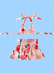 2pcs Swimsuit Design Pet Summer Bikini Pet Costume