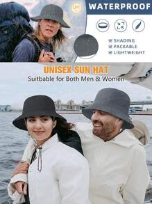 FADZOYLE 1pc Waterproof Solid Adjustable Casual Bucket Hat For Outdoor Travel, Quick-Dry Cap Foldable Beach Fishing Hiking Safari Sun Hats For Women And Men Winter - Multicolor - View 3