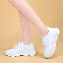 女士戶外時尚輕便運動鞋百搭白色運動鞋防滑透氣 - 白色 - 查看 4