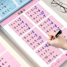 Libro de ejercicios de matemáticas de 64 páginas para práctica de suma y resta con cuaderno de aritmética manuscrita y bloc de notas (Contiene caracteres chinos, pero sin impacto en el uso), color de portada aleatorio. Útil escolar y para estudiantes - Suma y resta hasta veinte - Ver 4