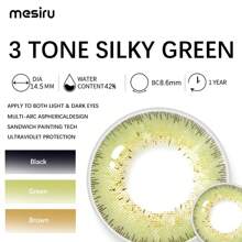 1 Cặp Kính Áp Tròng Màu Mềm Trang Điểm 14.5mm Dùng Một Lần Trong 1 Năm 2 Chiếc Kính Áp Tròng Mắt Chất Lượng Cao - màu xanh lá - Xem 4