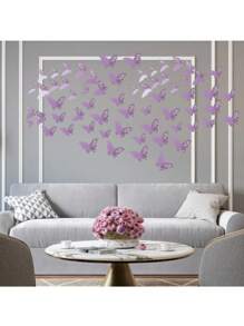 12pcs Purple 3D Hollow Out Butterfly Sticker Purple Butterfly Decorations For Wedding Birthday Party Cake And Room Decorations 3D Butterfly Wall Decor 12pcs 3 Sizes - Mauve Purple - View 3