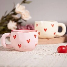 1 件 9.5 盎司陶瓷心形马克杯，浪漫陶瓷咖啡杯，适用于抹茶拿铁、咖啡、茶、可可、节日饮具、情侣生日礼物、办公室和家居设计、万圣节圣诞节返校礼物 - 黃色 - 查看 2