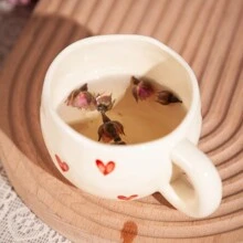 1 件 9.5 盎司陶瓷心形马克杯，浪漫陶瓷咖啡杯，适用于抹茶拿铁、咖啡、茶、可可、节日饮具、情侣生日礼物、办公室和家居设计、万圣节圣诞节返校礼物 - 黃色 - 查看 3