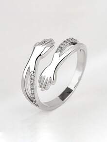 1個情侶擁抱戒指,韓國風格,簡約時尚,可調節戒指,浪漫承諾戒指 - 多色 - 查看 9