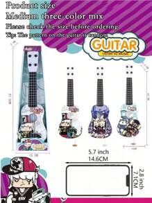 Juguete De Ukelele Con Patrón De Graffiti De Dibujos Animados, Adecuado Para Principiantes Y Profesionales, Diseño De Patrón Aleatorio - Multicolor - Ver 9