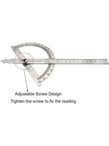 1pc 180 Digital Protractor Stainless Steel Protractor Swing Arm Protractor 180 Degree Protractor Angle Gauge Stainless Steel Protractor Ruler Round Head Protractor Goniometer - Silver - View 2
