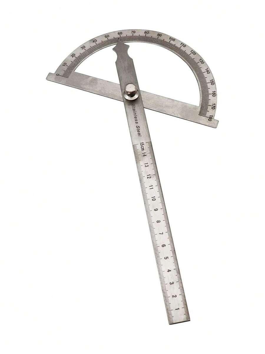 1pc 180 Digital Protractor Stainless Steel Protractor Swing Arm Protractor 180 Degree Protractor Angle Gauge Stainless Steel Protractor Ruler Round Head Protractor Goniometer - Silver - View 1