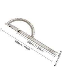 1pc 180 Digital Protractor Stainless Steel Protractor Swing Arm Protractor 180 Degree Protractor Angle Gauge Stainless Steel Protractor Ruler Round Head Protractor Goniometer - Silver - View 3