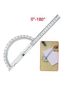 1pc 180 Digital Protractor Stainless Steel Protractor Swing Arm Protractor 180 Degree Protractor Angle Gauge Stainless Steel Protractor Ruler Round Head Protractor Goniometer - Silver - View 6