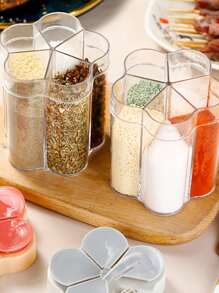 5 In 1 Travel Spice Containers Multifunctional Flap Seasoning Container Shaker Jars Seasoning Jar Spice Bottle Sealed Lid Kitchen Spice Tank Rack Kitchen Spice Rack Clear Plastic Container Jars Concise Ang Practical Perfect For Bbq Camping Hiking Barbecue Travel And Kitchen(Green) - Green - View 2