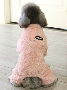 HOLAPET 1件暖和,舒適且多功能的寵物四腳連體衣,適用於中小型貓狗,適合秋冬季節 - 粉色 - 查看 1