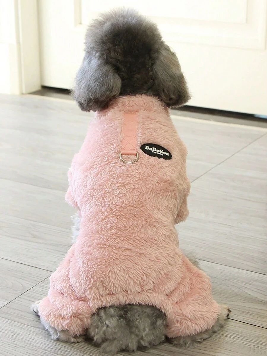 HOLAPET 1件暖和,舒適且多功能的寵物四腳連體衣,適用於中小型貓狗,適合秋冬季節 - 粉色 - 查看 1