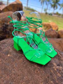 Women Heeled Sandals - 綠色 - 查看 4